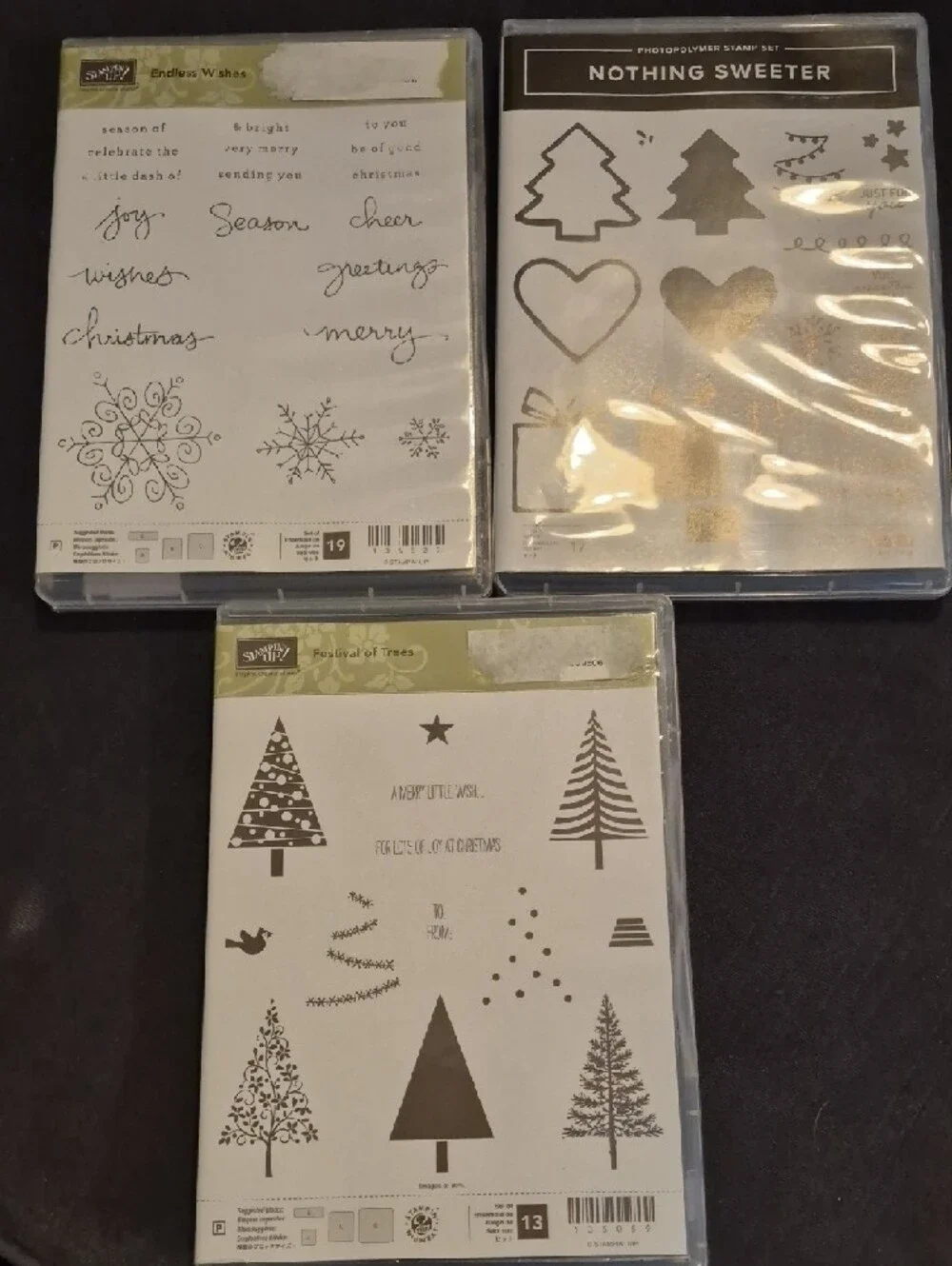 Stampin' Up! Festival of Trees‎ Holiday Stamp Set — Green, Black,Set Of Three